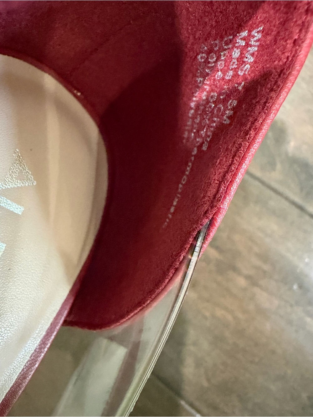 Aldo Red Pointed-Toe Pumps with Clear Side Panels - Picture 6 of 7